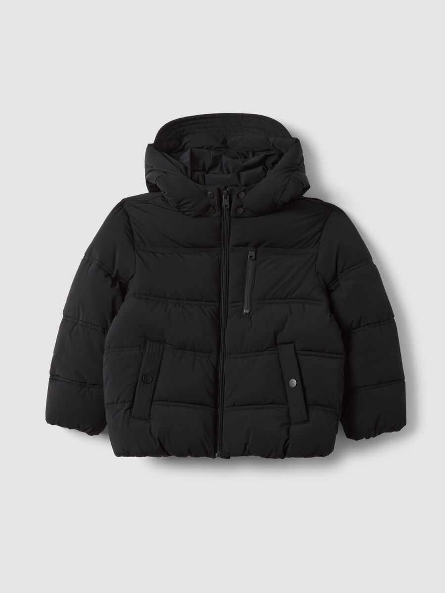 Black padded jacket in stretch fabric_4