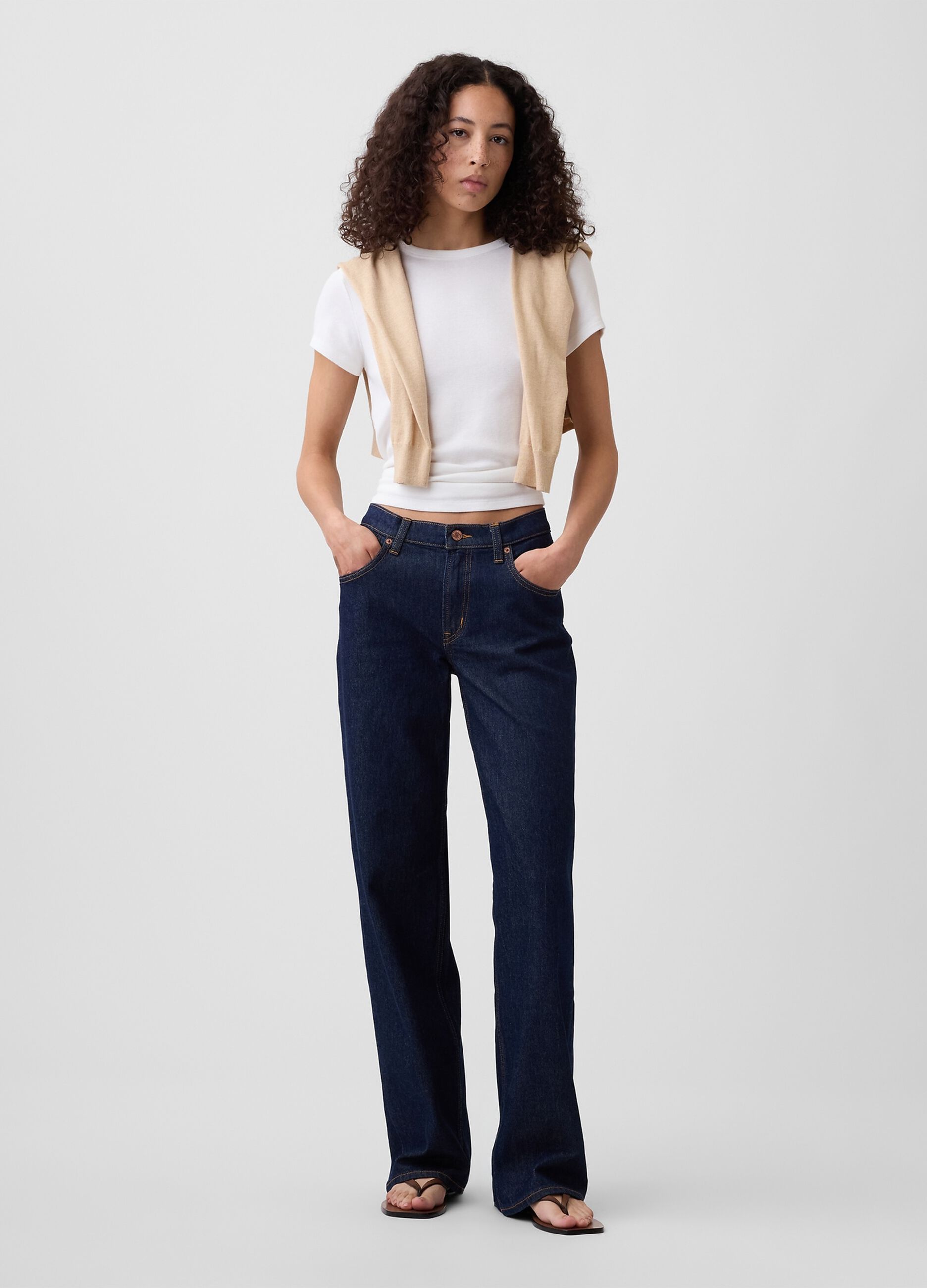Five-pocket stretch cotton denim jeans
