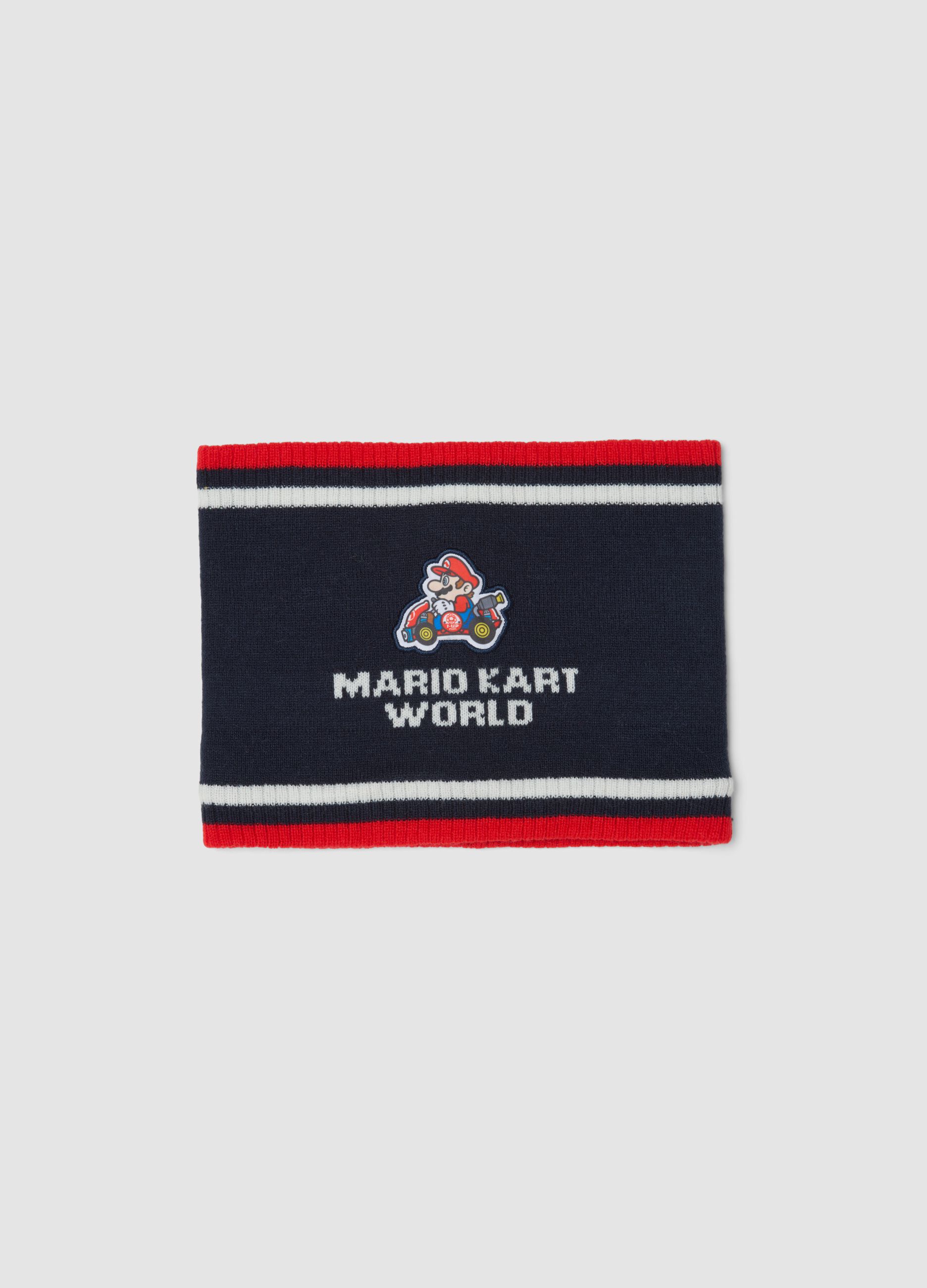 Sciarpa blu indigo a tubo con stampa Mario Kart