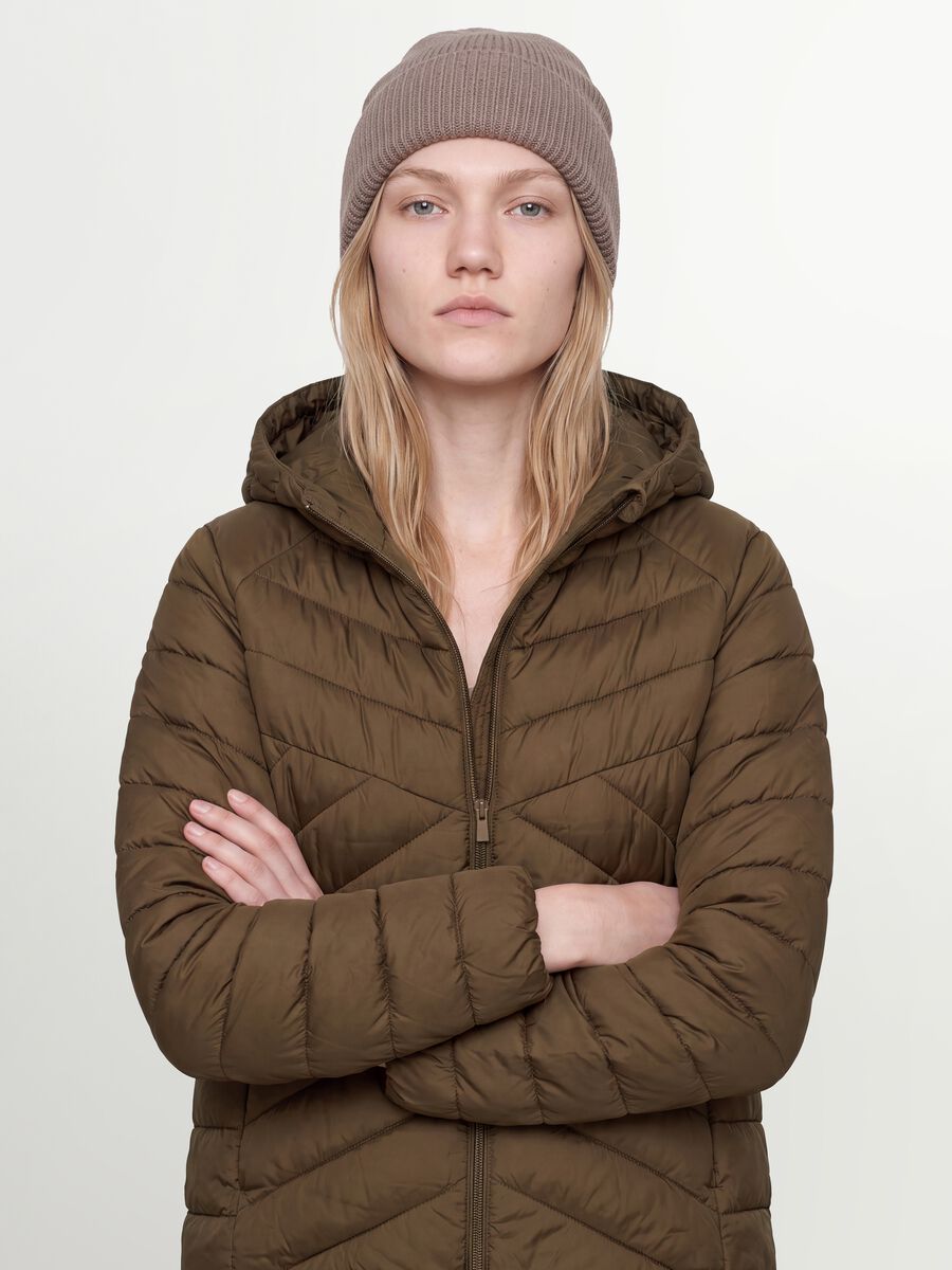 Green Ultralight quilted jacket with hood and zip_3