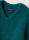 Oversized teal-green V-neck jumper in stretch mohair and merino wool_1