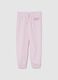 Baby girl's pink cotton blend trousers in regular fit_0
