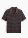 Brown pure cotton striped polo knit top_3