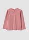 Pink ribbed crew-neck top in stretch organic cotton_1