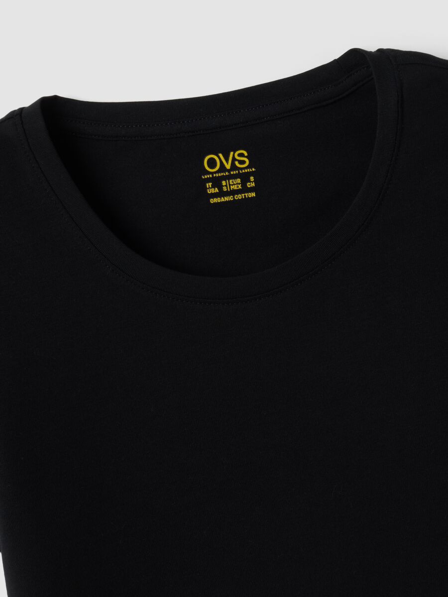 Black short-sleeved organic stretch cotton crew-neck T-shirt_5