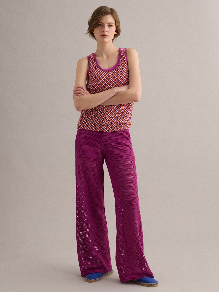 Multicolour crochet tank top in stretch fabric, regular fit_2
