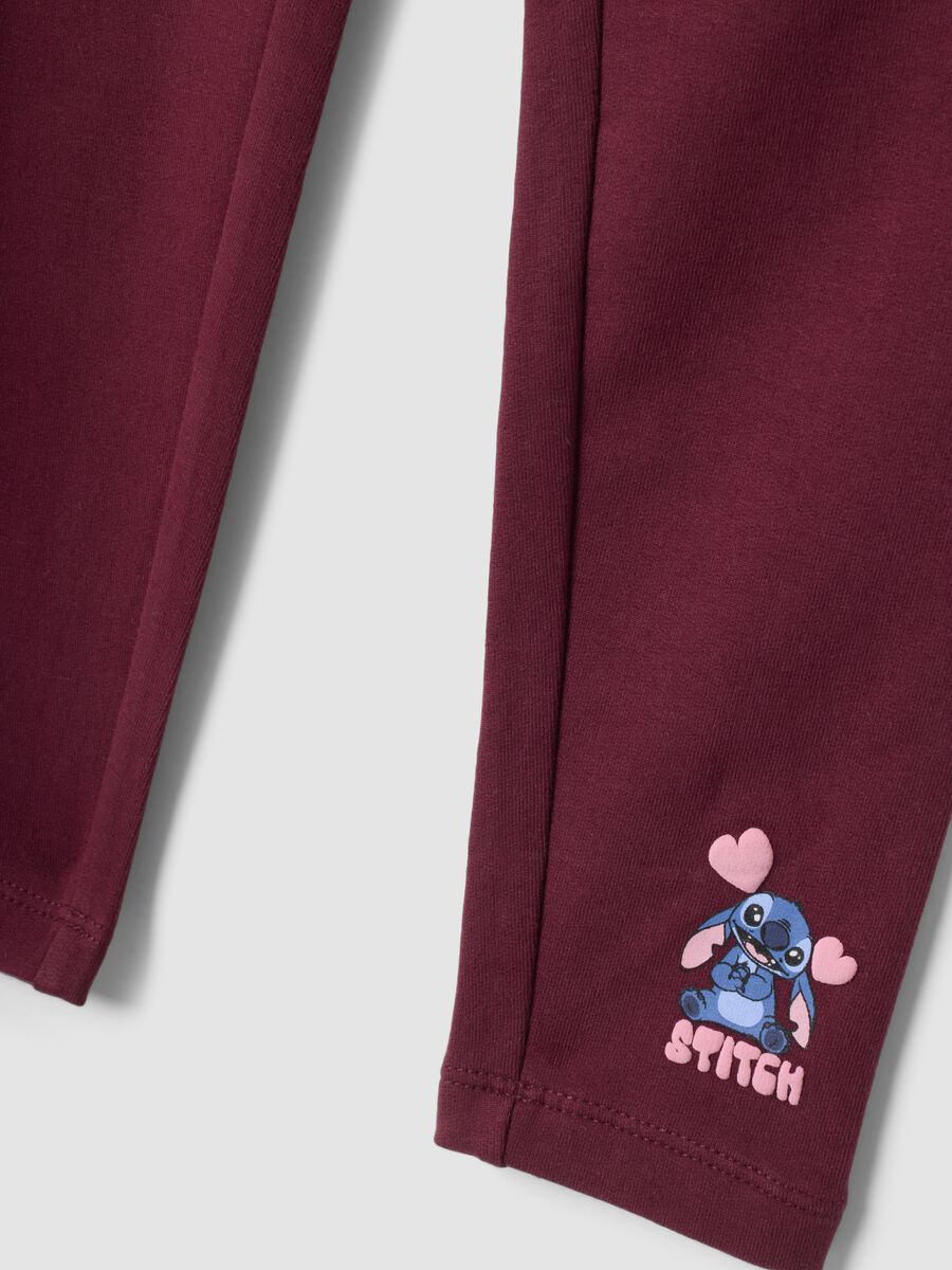 Pink cotton-blend set with hood and Stitch print_2