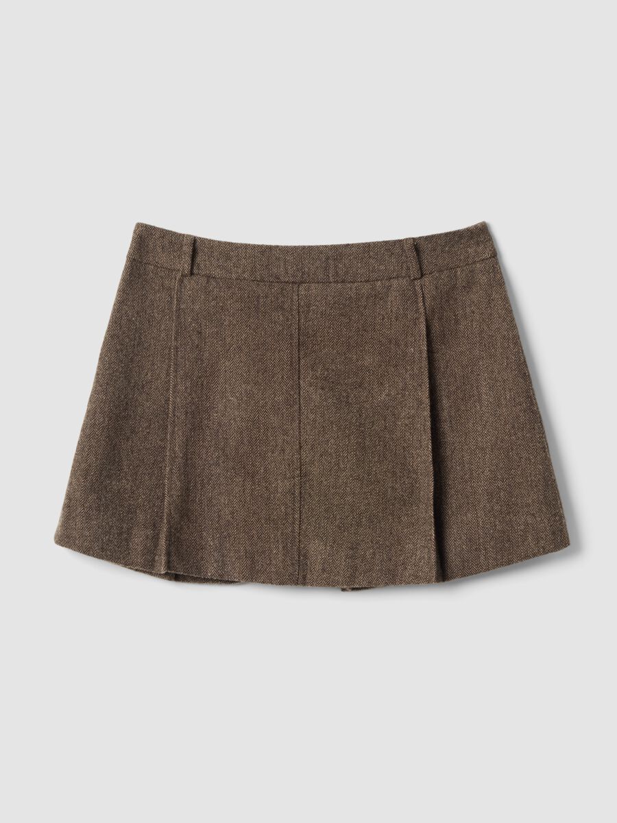 Brown flared skirt with pleats and structured belt_2