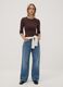 Brown cotton-blend crew-neck T-shirt_1