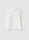 Maglia bianca in cotone organico elasticizzato con girocollo_0