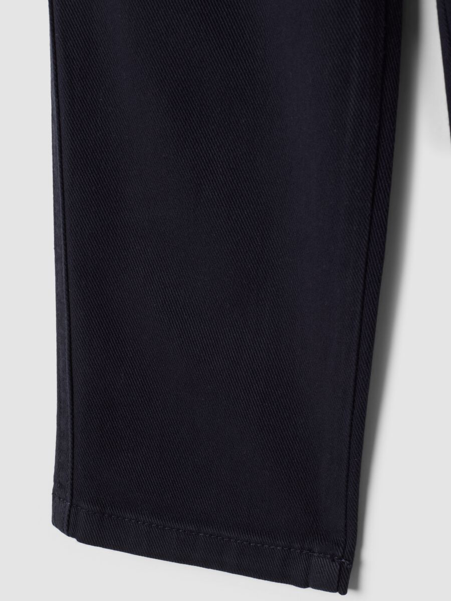 Blue regular-fit stretch cotton twill trousers_3