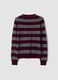 Maglia rossa in pura lana a righe con girocollo_2