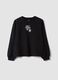 Black organic cotton sweatshirt with ribbed collar_0