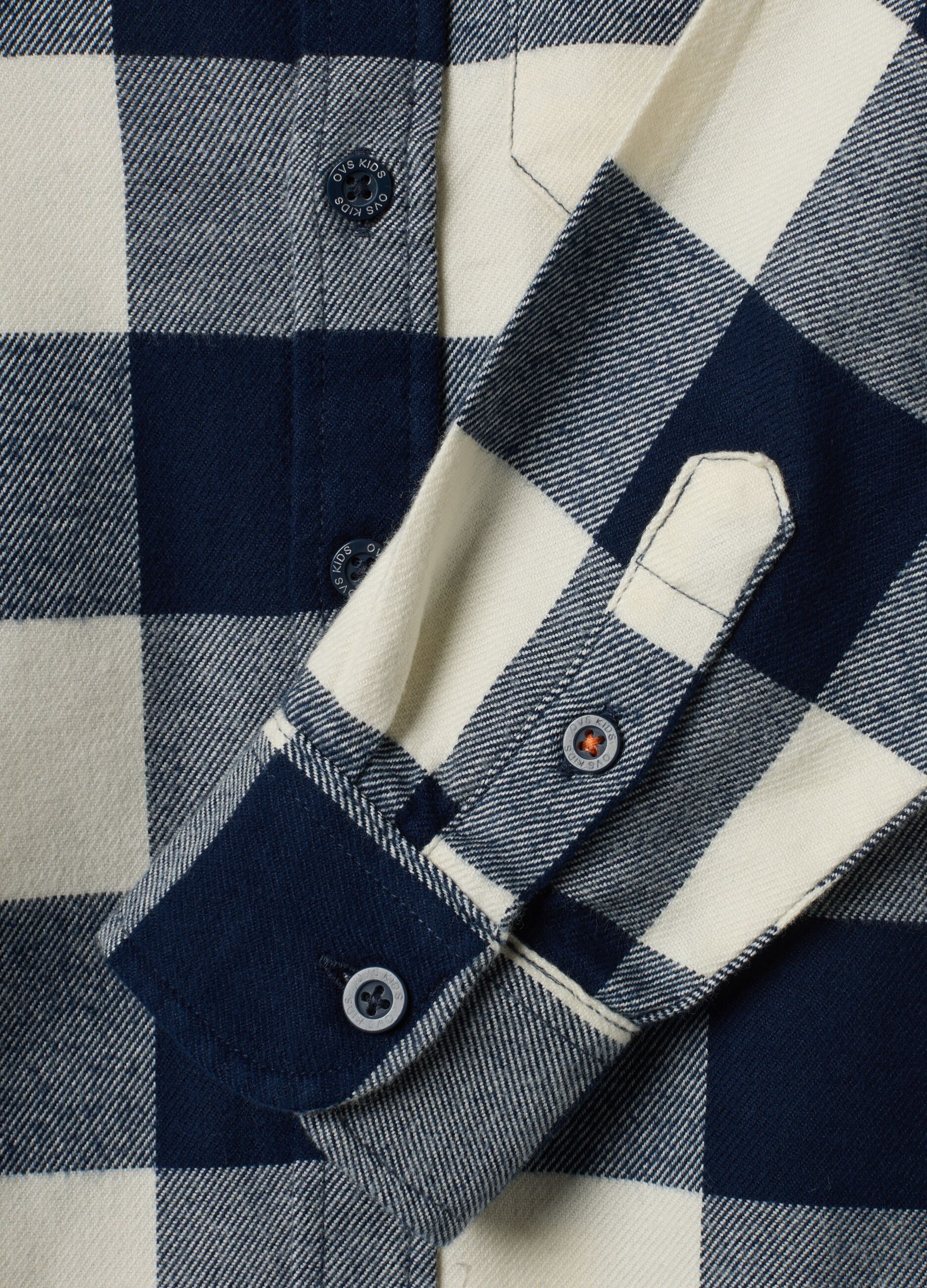 Blue and white checked pure cotton shirt
