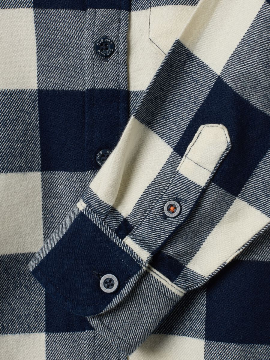 Blue and white checked pure cotton shirt_3