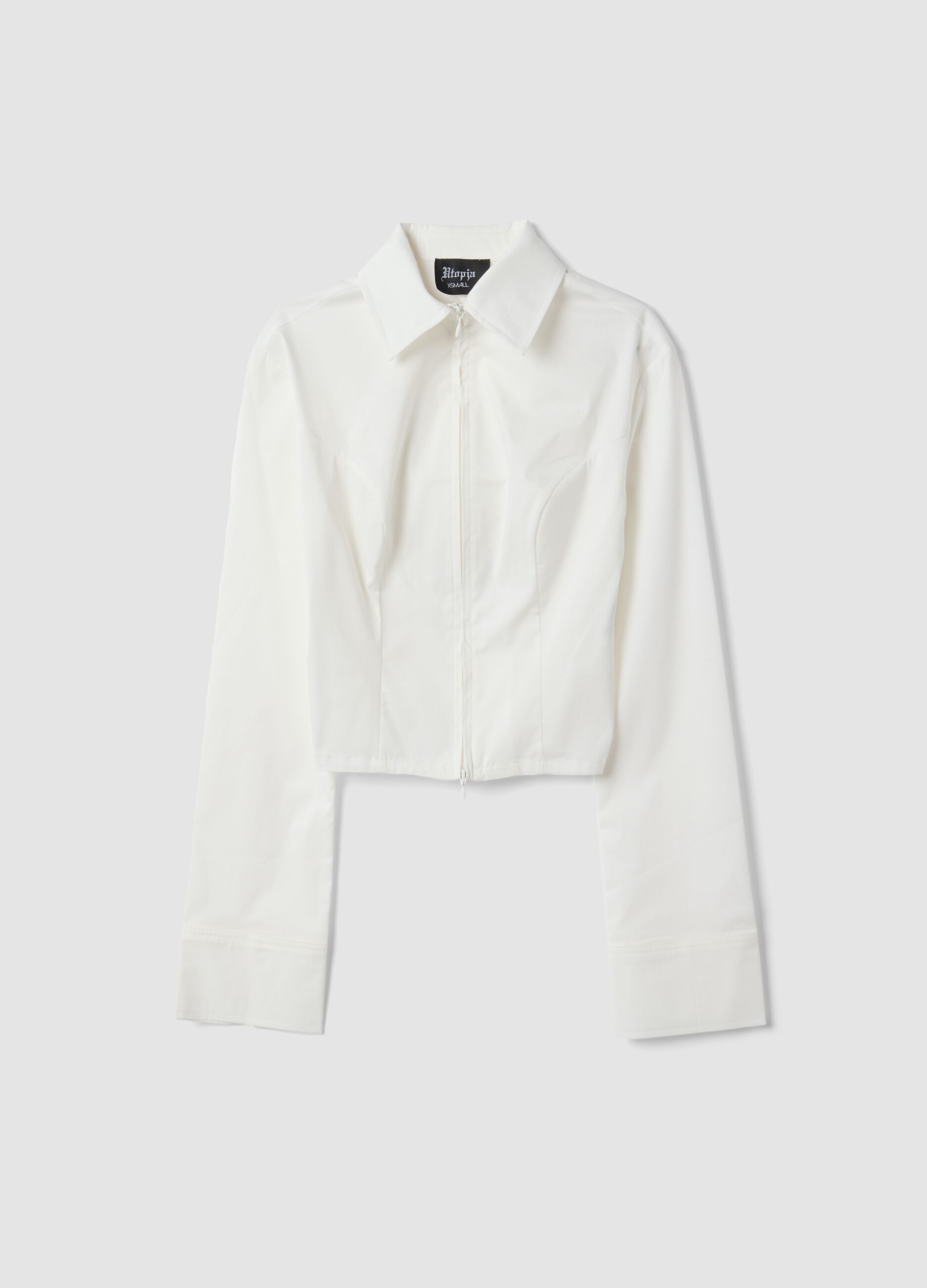 Fitted Full-Zip Shirt in White