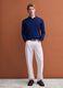 Blue pure merino wool polo jumper with polo collar_1