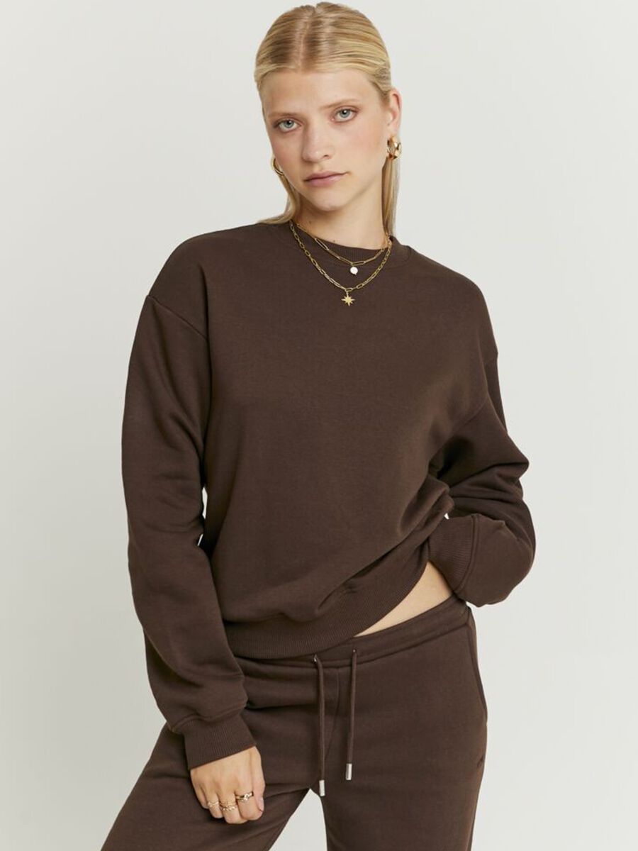 Brown cotton blend sweatshirt regular fit_0