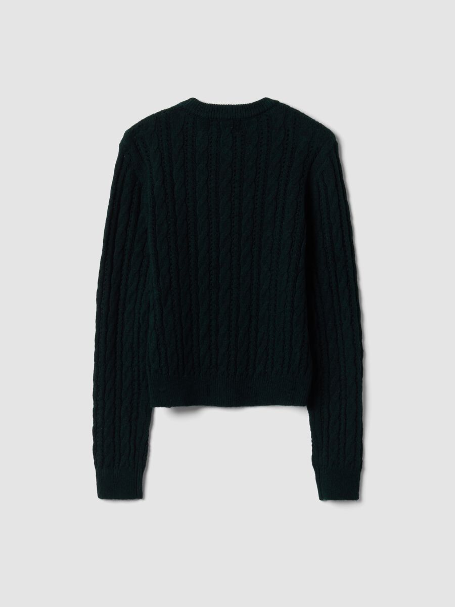 Green crew-neck cable-knit wool-blend jumper, regular fit_6