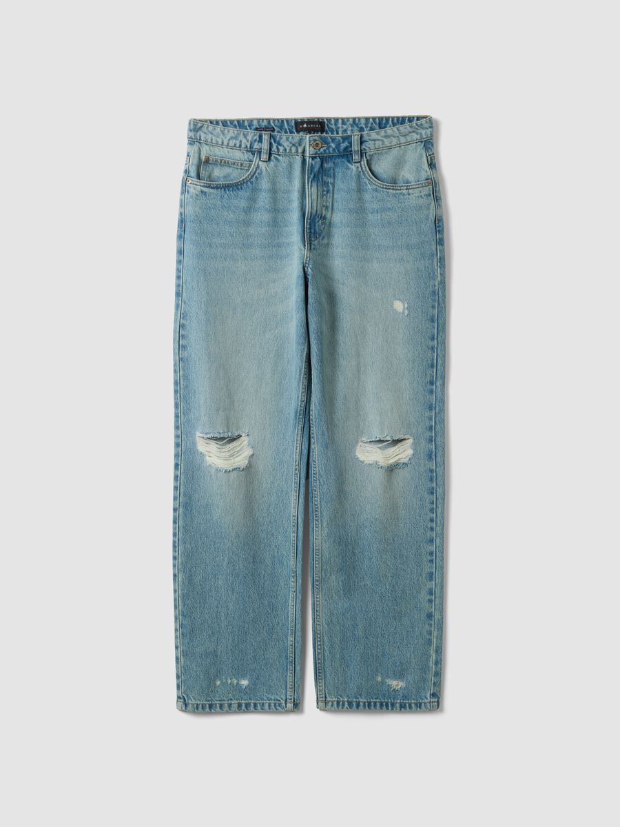 Light blue pure cotton loose-fit jeans_0