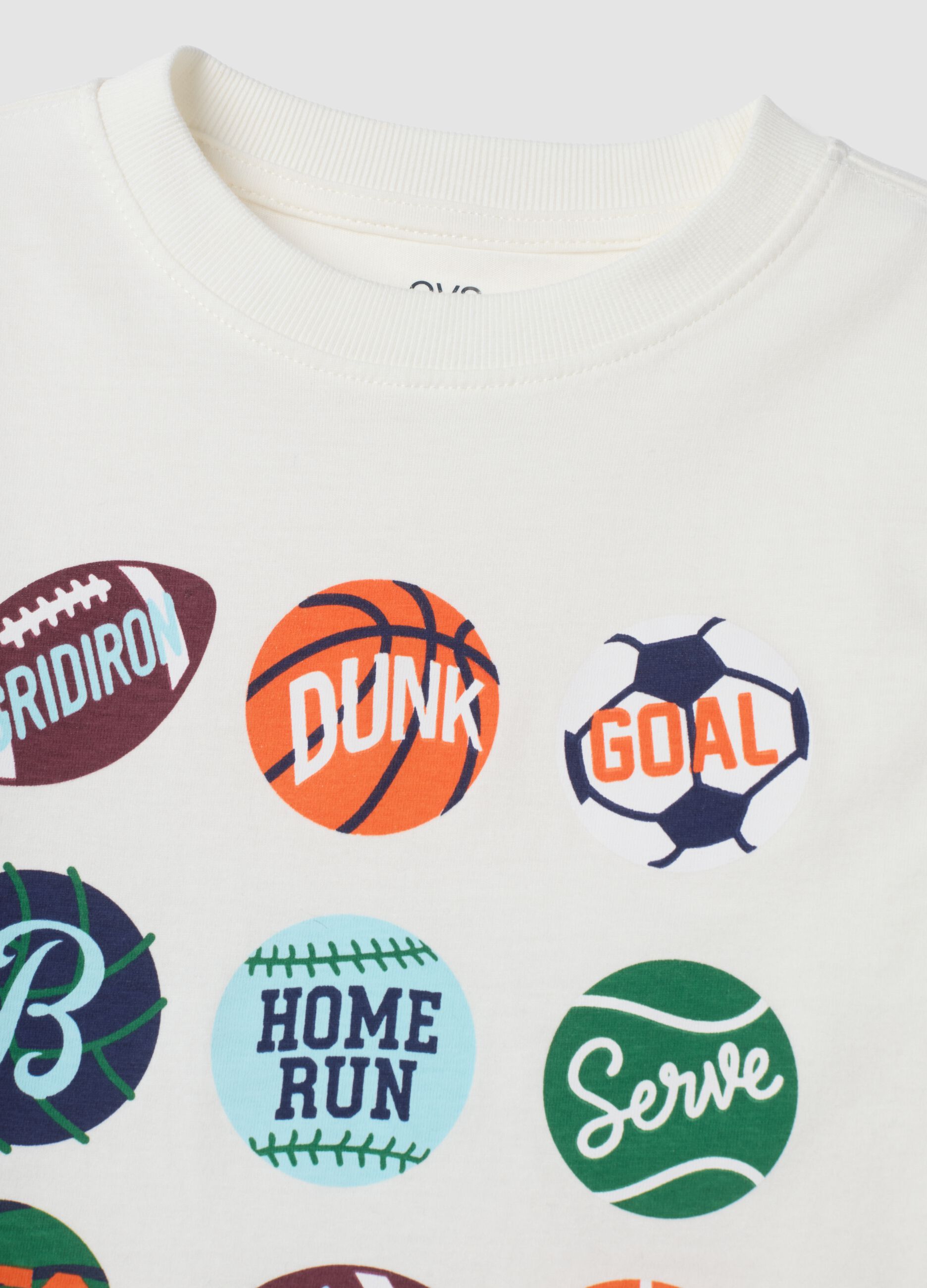 T-shirt bianca in puro cotone organico con stampa college
