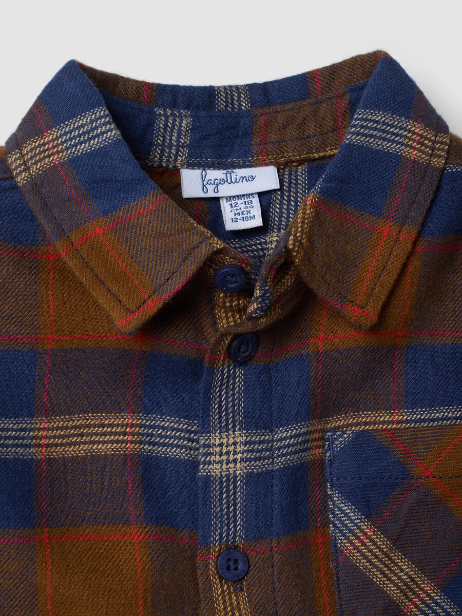 Blue checked pure cotton shirt_2