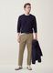 Maglia blu in misto cotone e cashmere girocollo_1