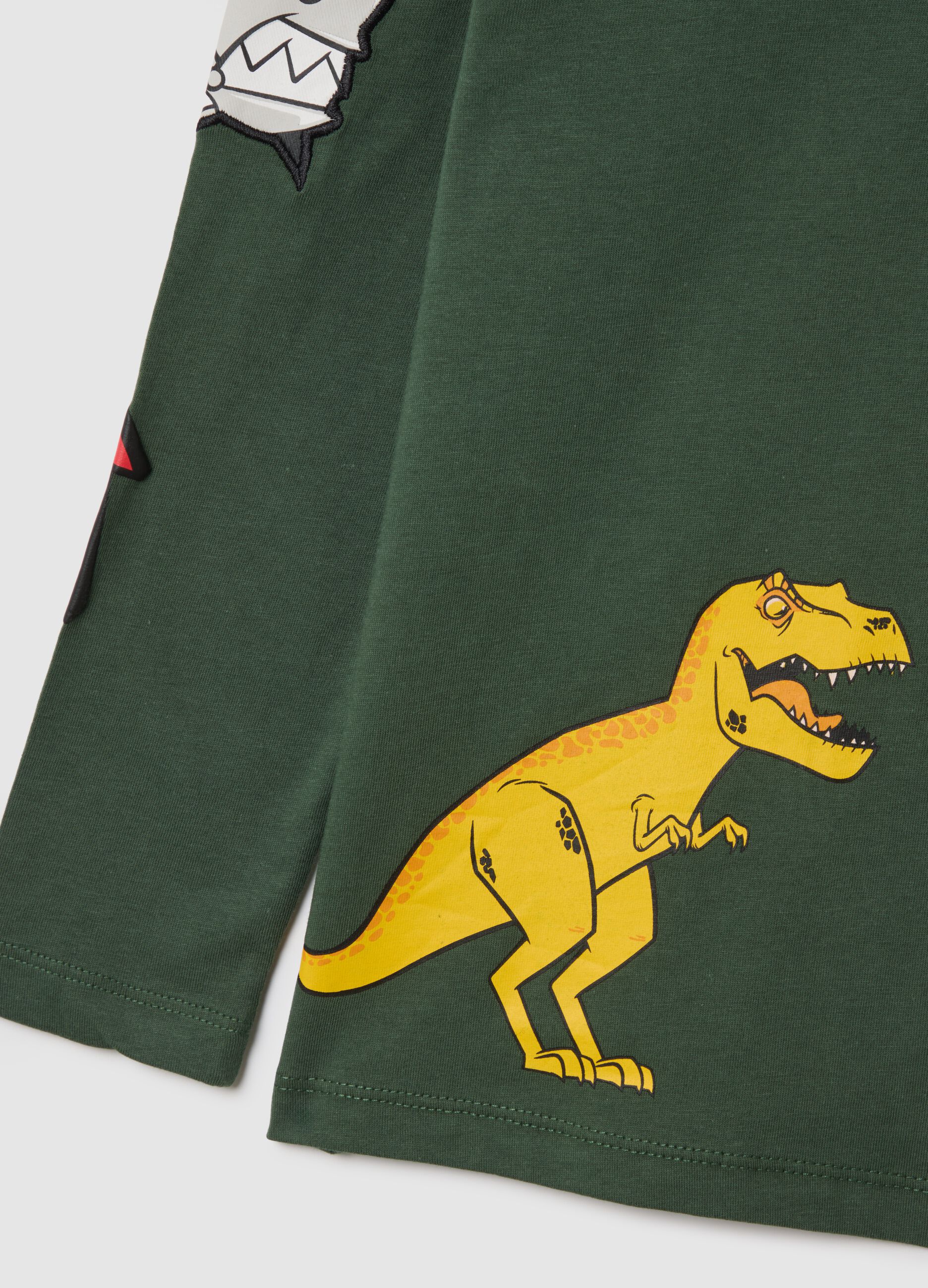 Children's pure cotton green regular fit T-shirt with print