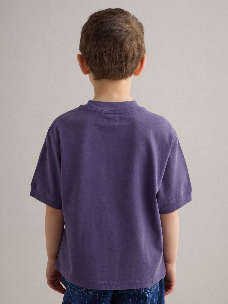 Children's purple pure cotton T-shirt, regular fit with patch_1