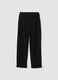 Black ribbed stretch-fabric trousers, regular fit_0