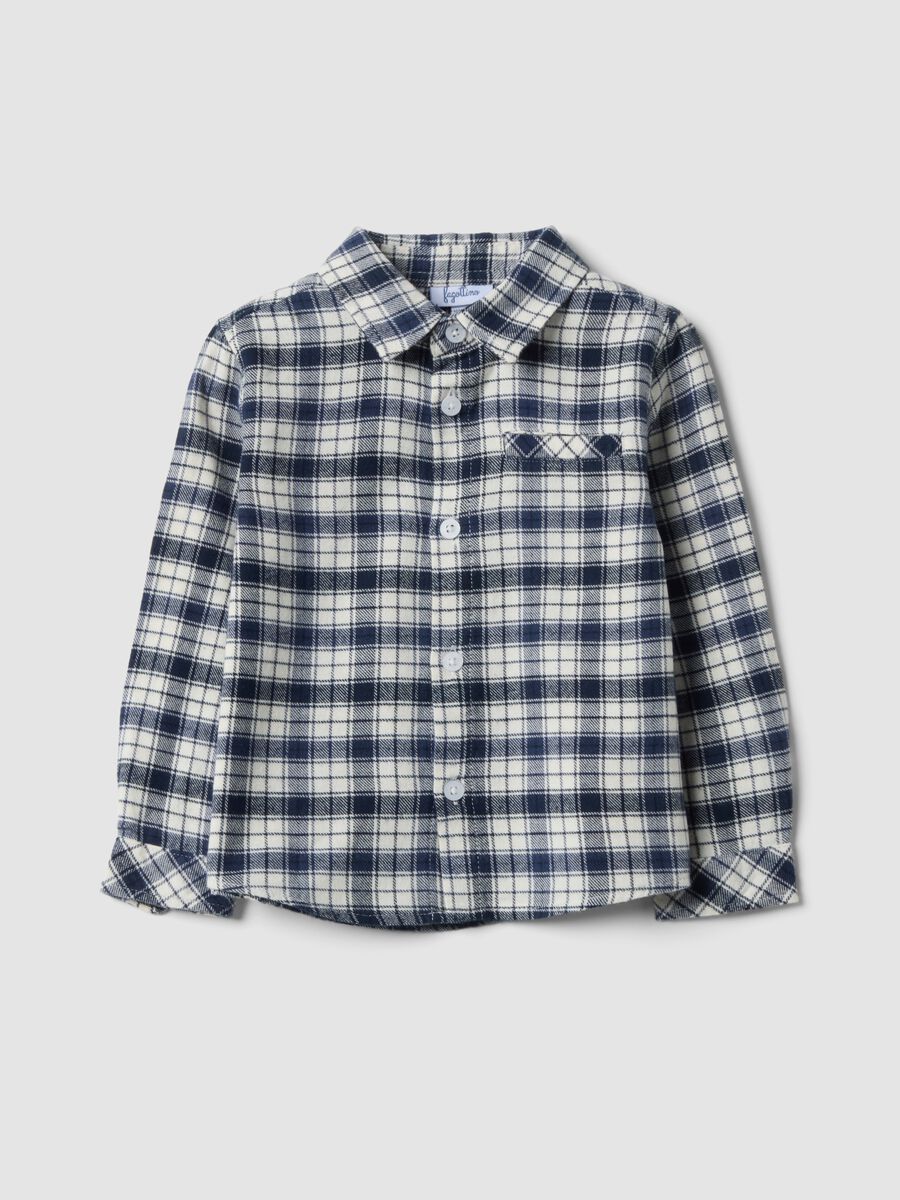White checked shirt in pure cotton flannel_0
