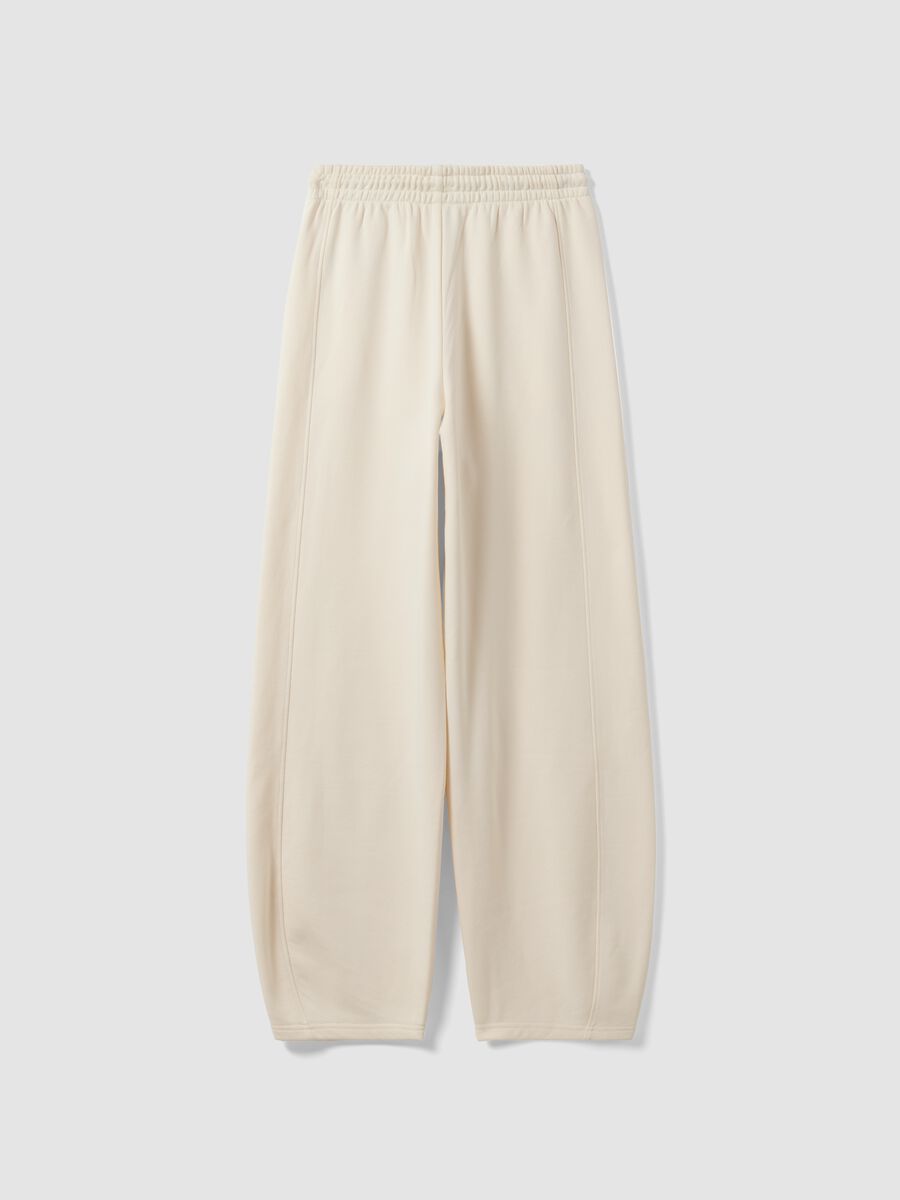 White cotton-blend barrel-fit joggers_7