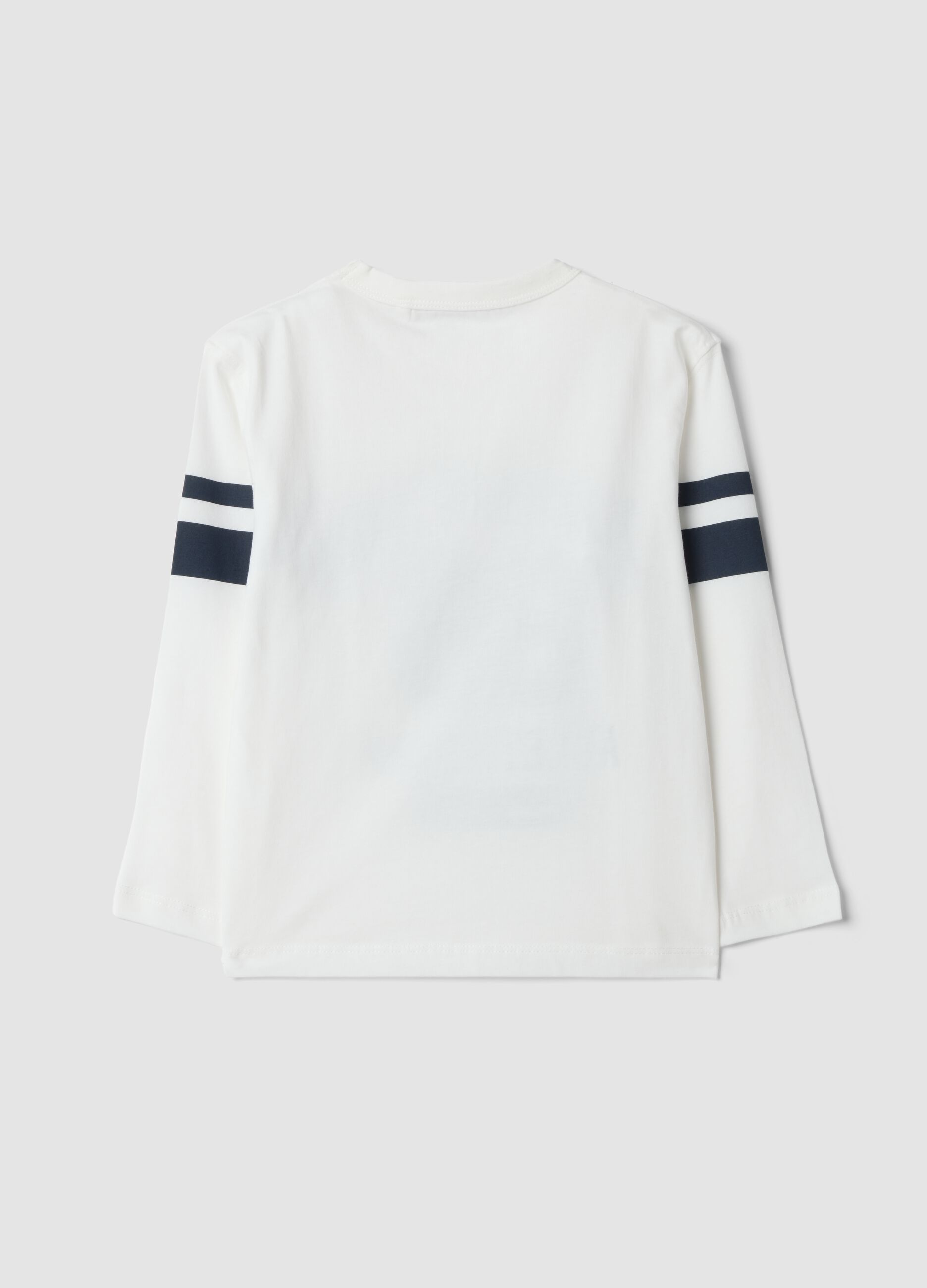 T-shirt bianca in puro cotone con stampa college regular fit