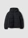 Black padded hooded jacket with water-resistant zip, oversized fit_0