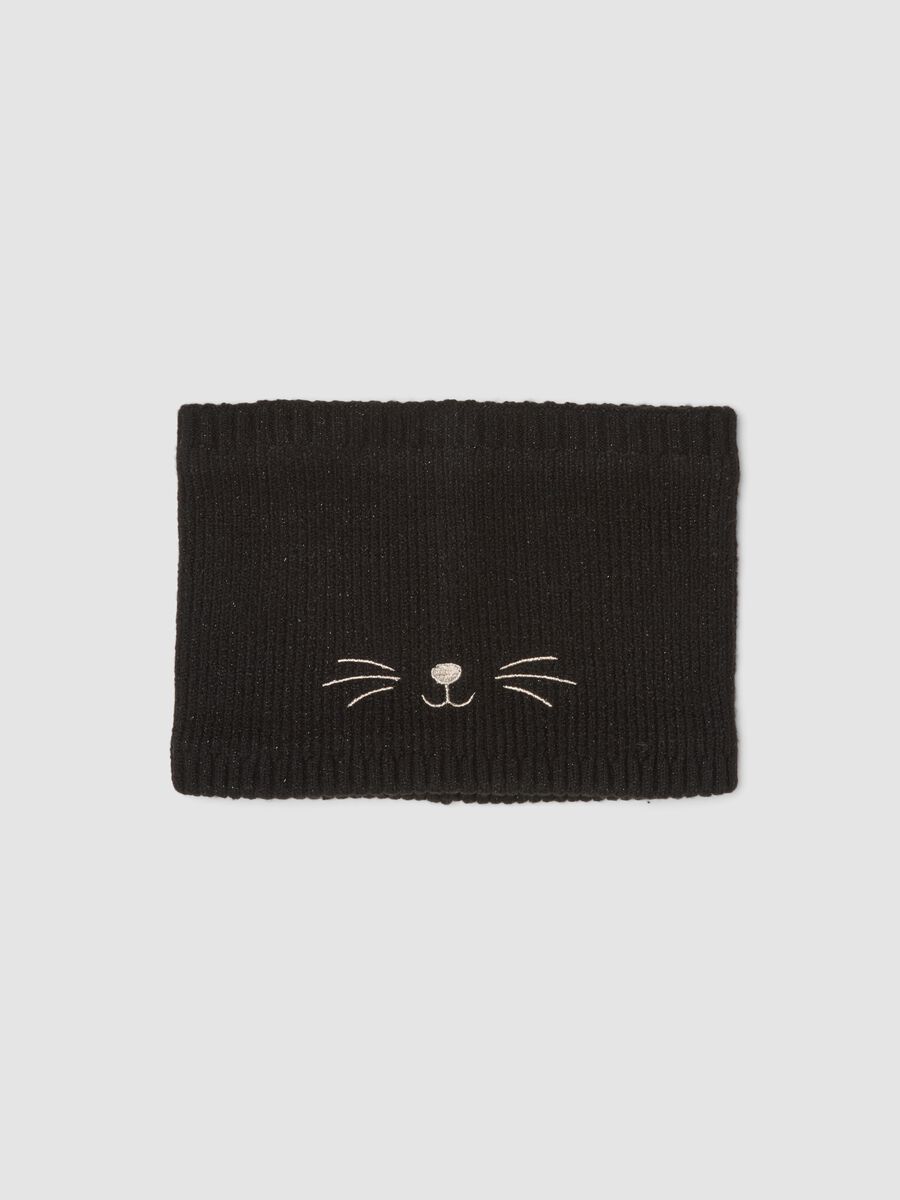 Black ribbed stretch-fabric scarf_0