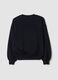 Black crew-neck sweatshirt in cotton-viscose blend fleece, regular fit_2