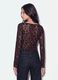Brown stretch T-shirt with flocked floral print_3