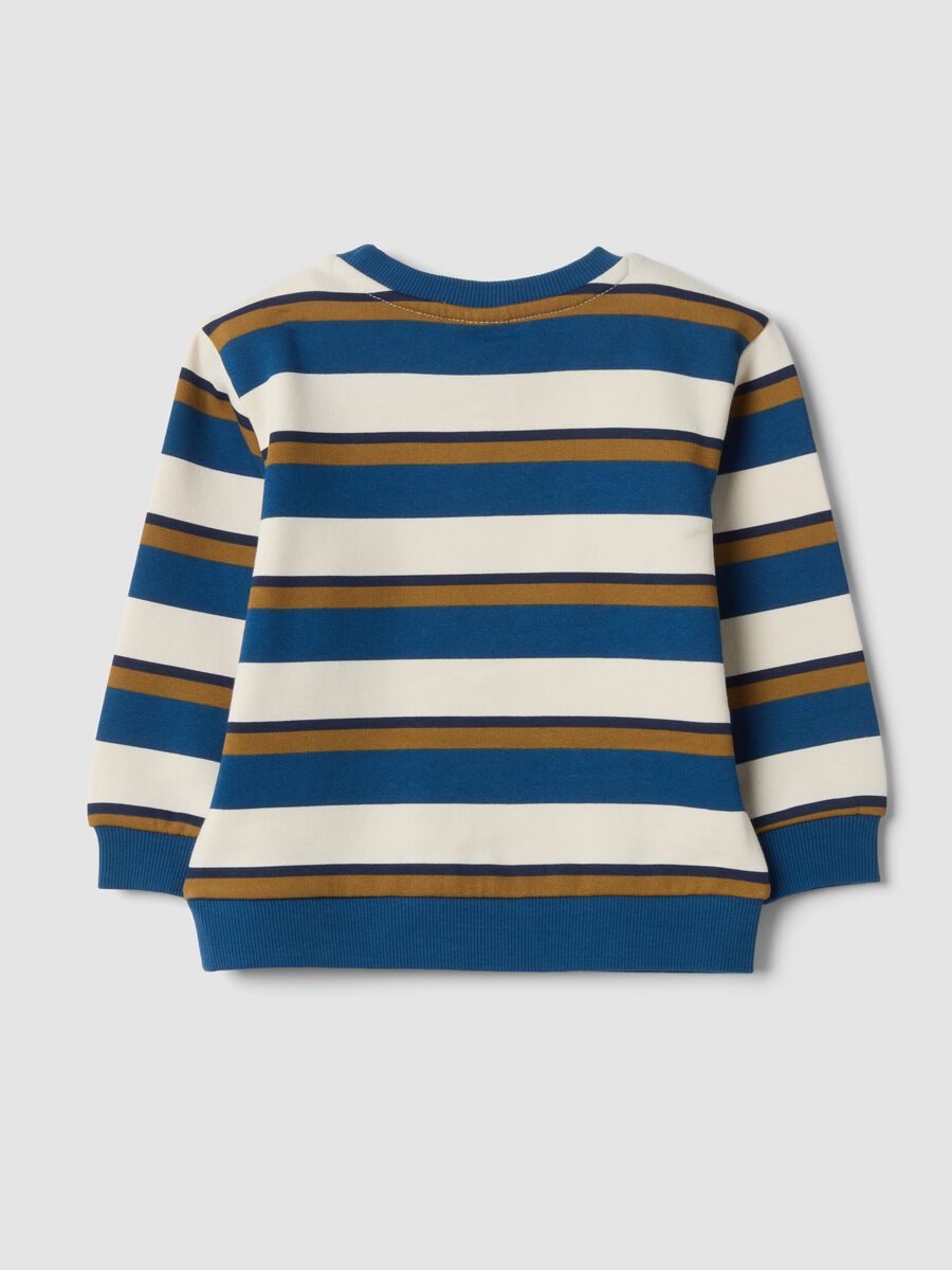 Ivory, navy and tobacco-brown pure cotton crew-neck sweatshirt_1