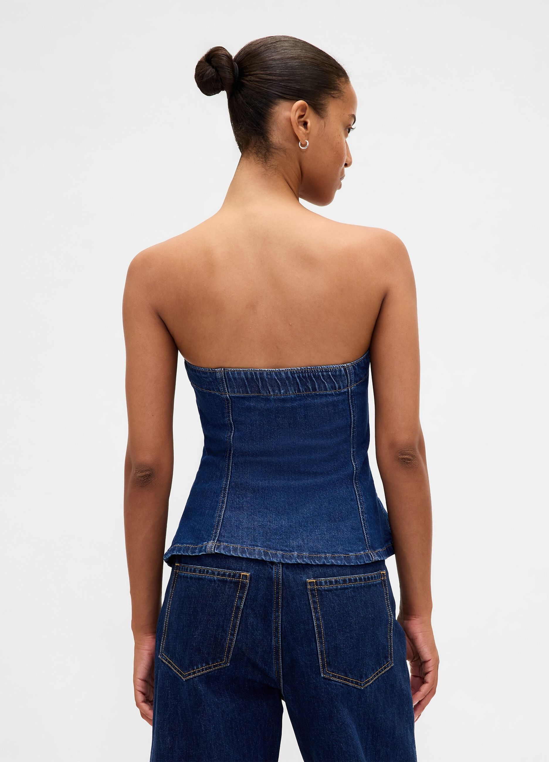 Stretch Denim Waistcoat with Buttons
