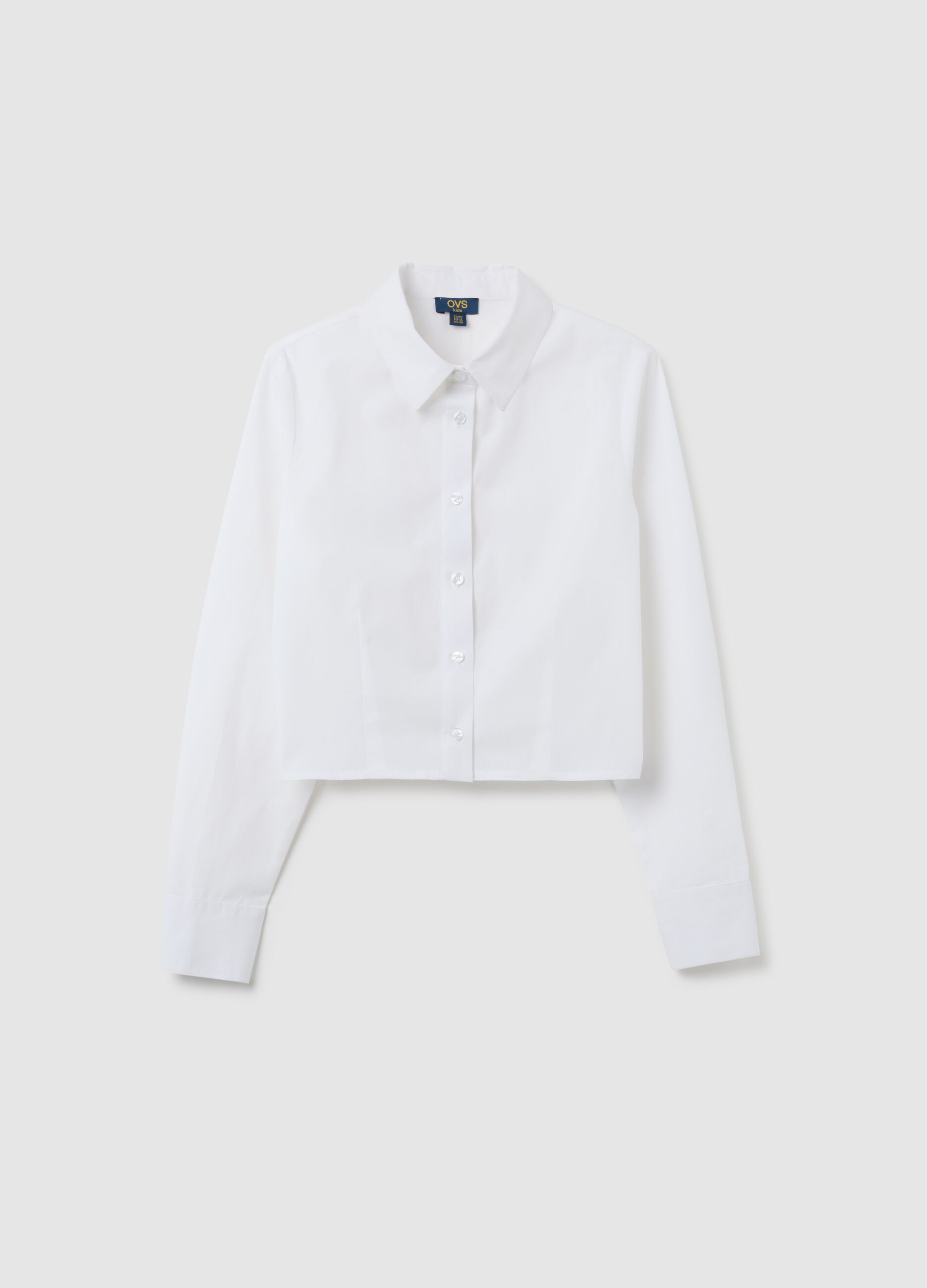 Girls' White Slim Fit Pure Cotton Shirt