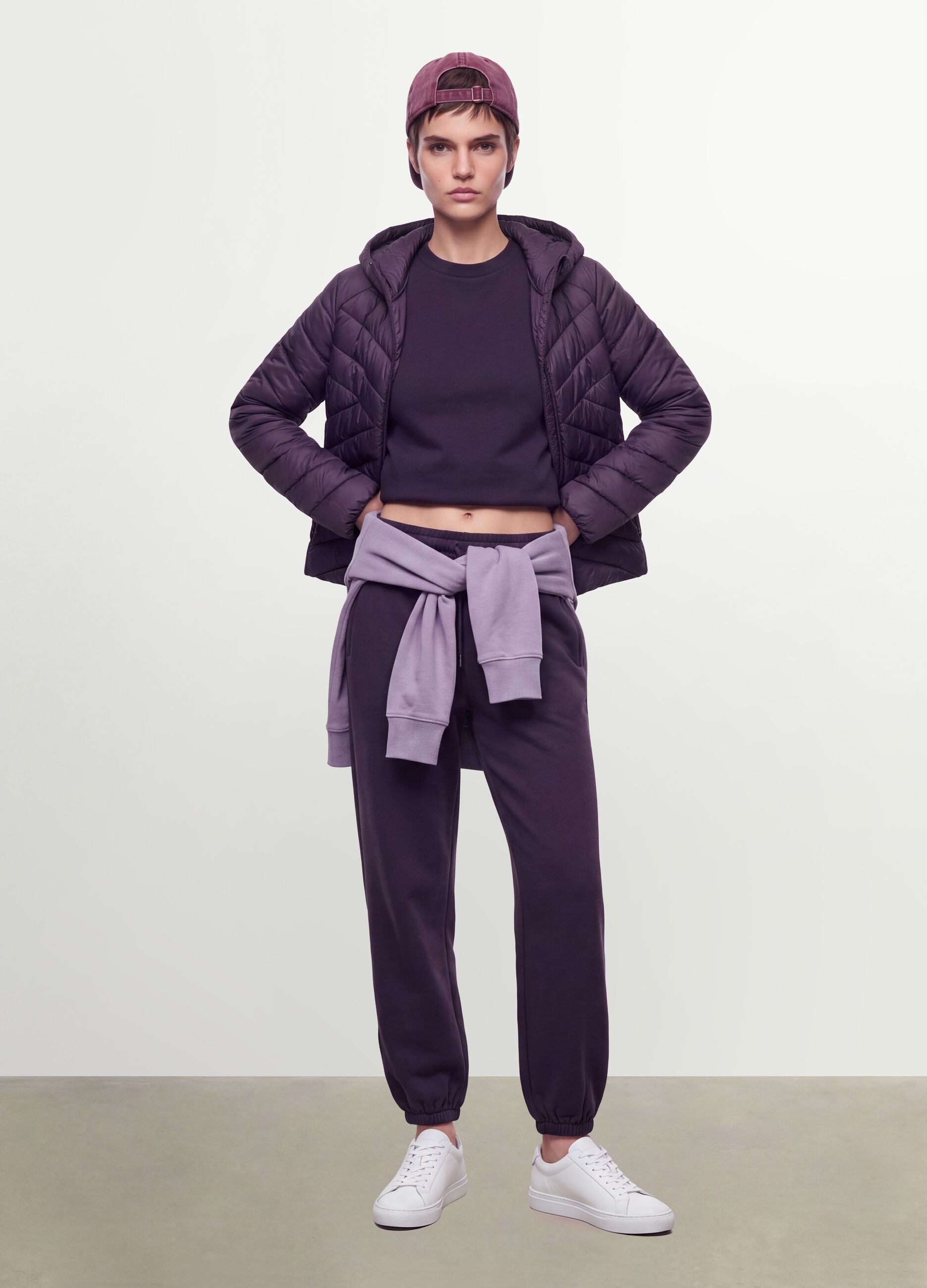 Purple cotton-blend joggers with elasticated waist, regular fit