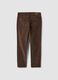 Pantaloni marroni in cotone elasticizzato a coste slim fit_2