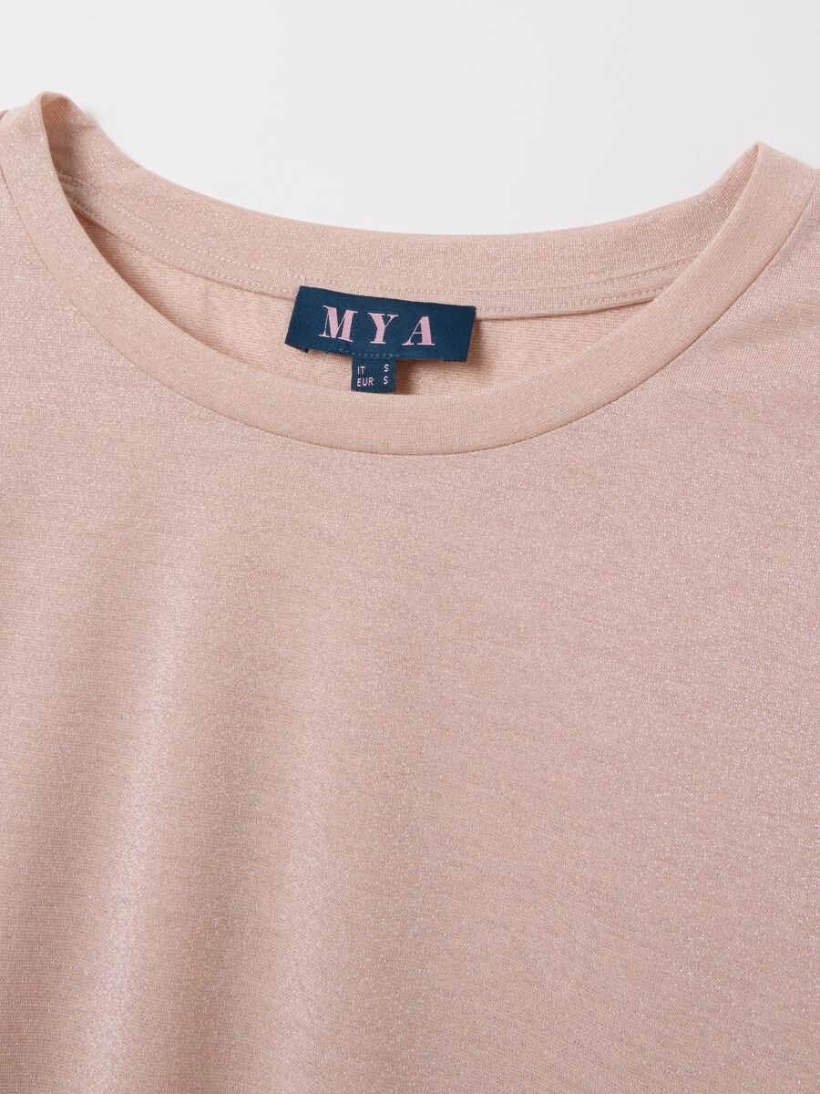 Pink regular fit stretch blend T-shirt_5