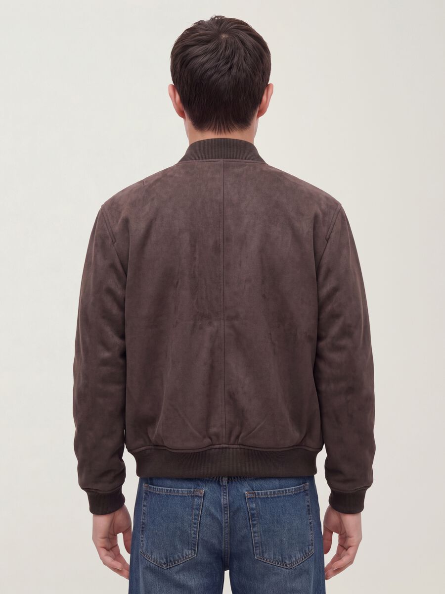 Giubbotto marrone regular fit con zip_3