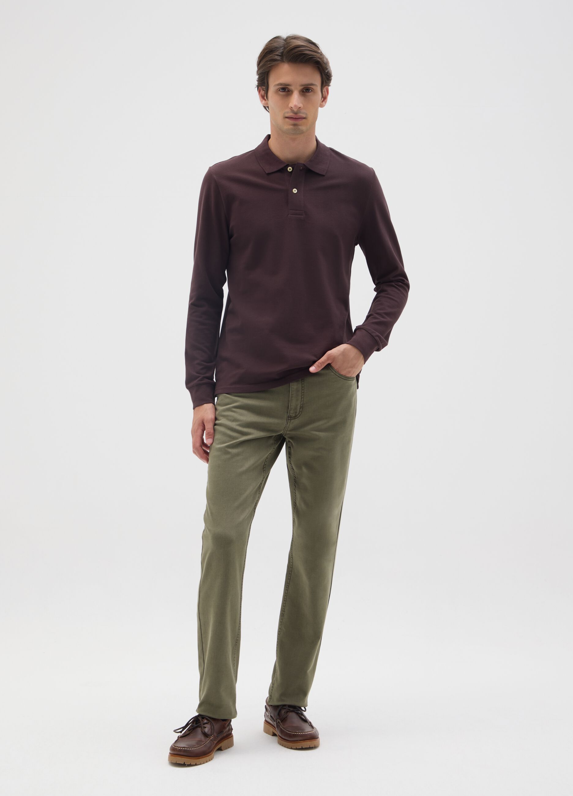 Brown pure cotton polo regular fit
