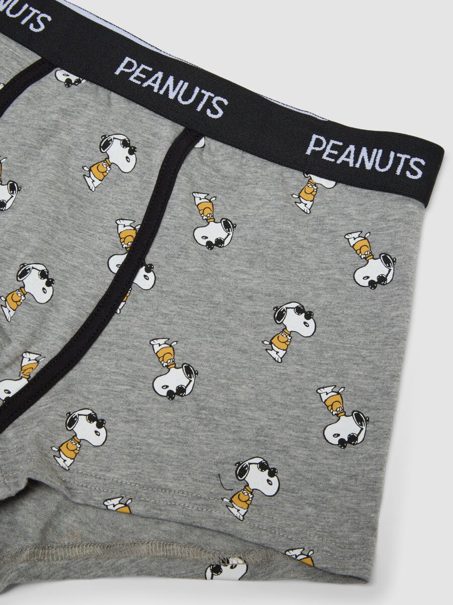 Grey marl organic stretch cotton boxer shorts with Peanuts print_2