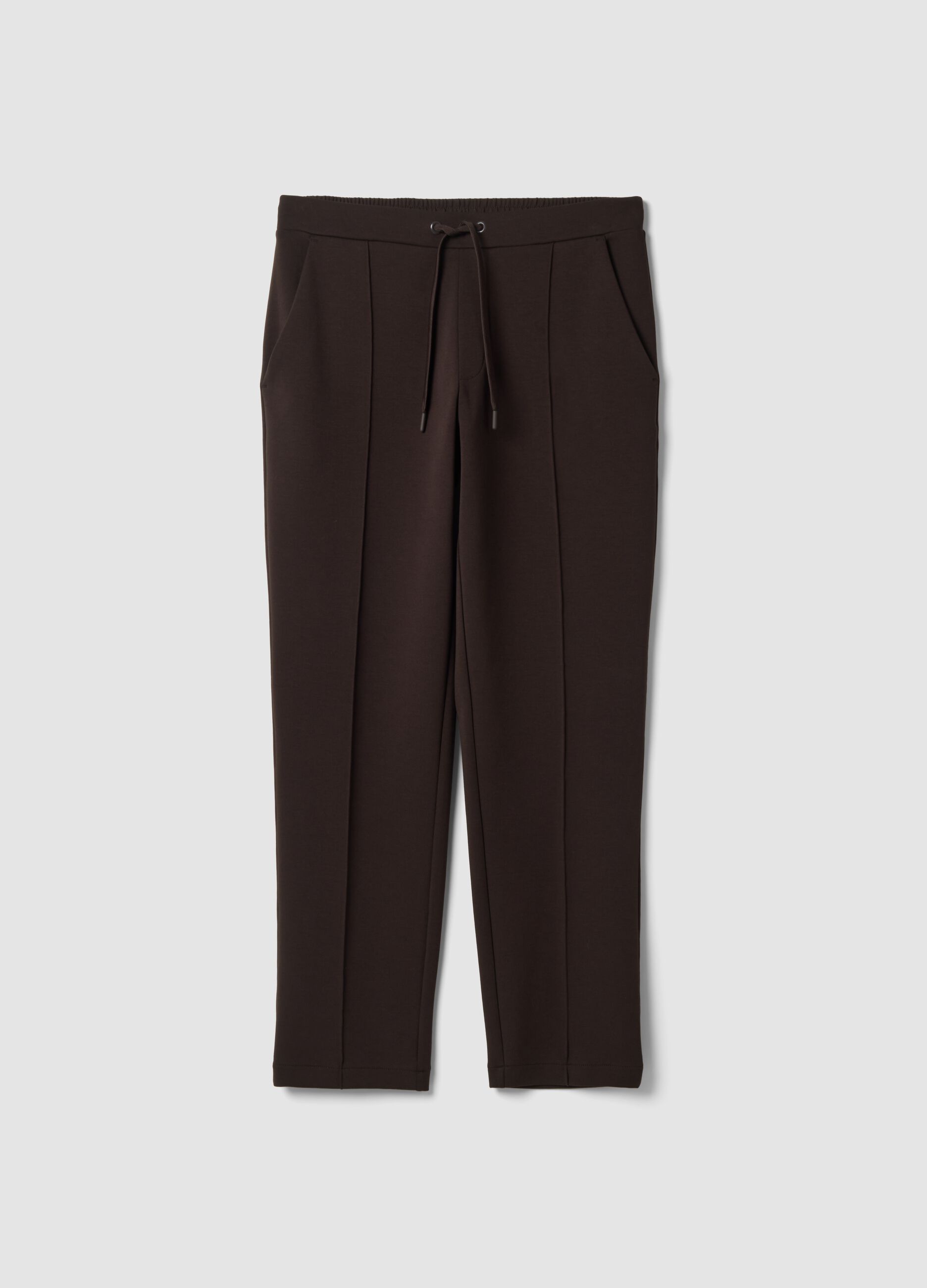 Brown stretch-cotton regular-fit trousers