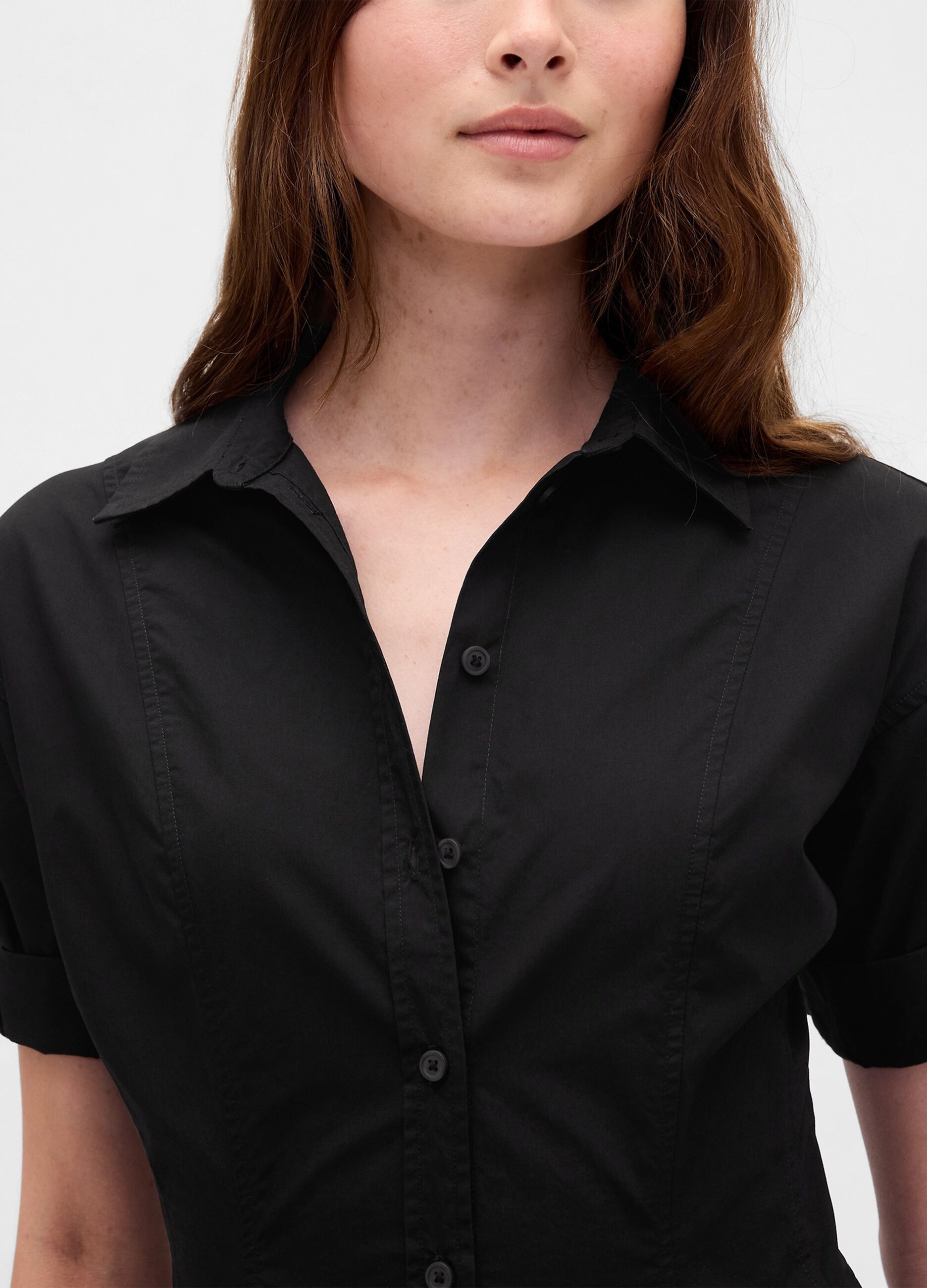 Short Sleeve Black Cotton Dress