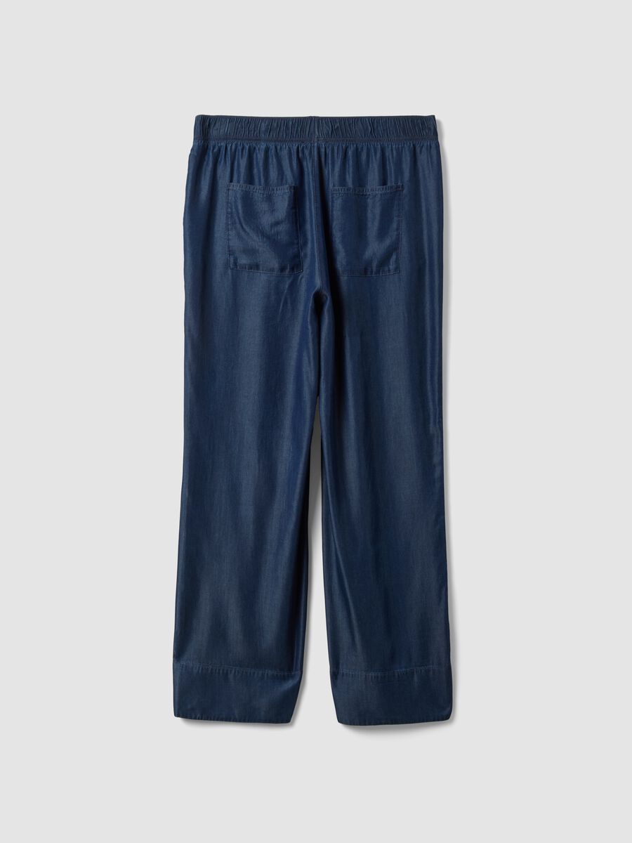 Blue pure lyocell trousers with elasticated waist, regular fit_5