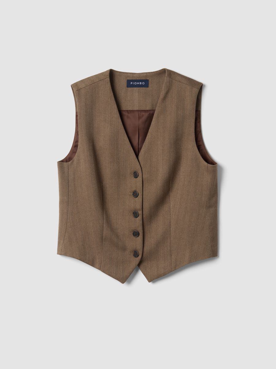 Brown stretch viscose regular-fit waistcoat_4